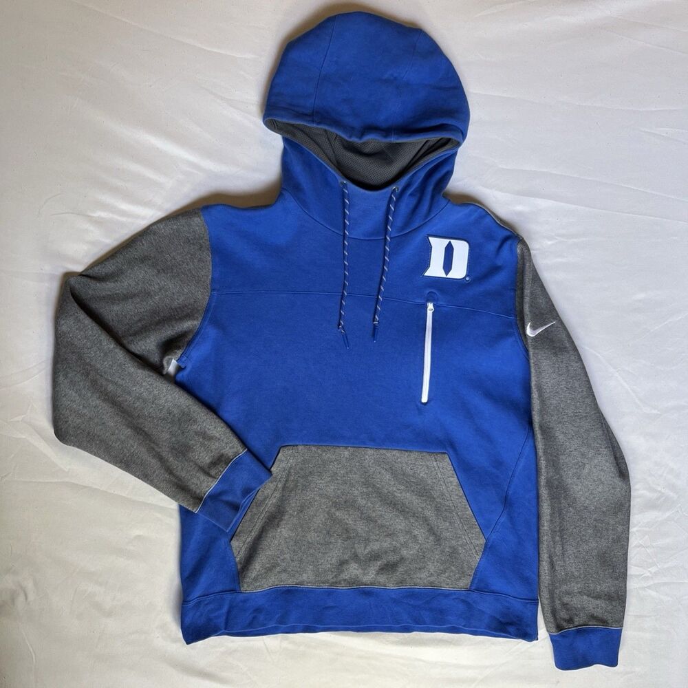 Rare Nike Duke Blue Devils Pullover Hoodie Mens L Large Swoosh Raglan College
